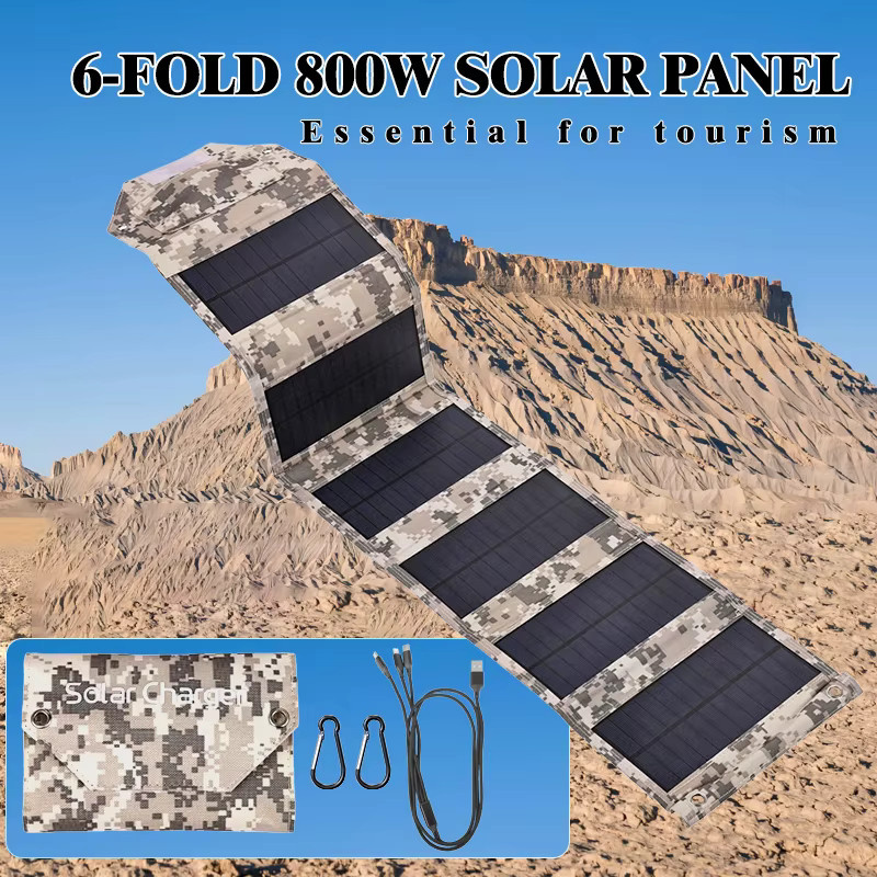 ZRGAE Zusammenklappbares Solarpanel-Solarladegerät mit USB 5 V und Kabel, Tragbare Solar-Powerbank für Outdoor, Camping und Wandern, Mehrfarbig - Bild 5