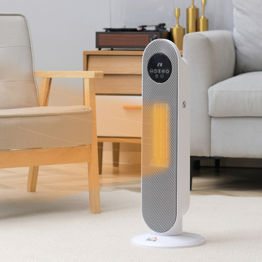 HOMCOM Turmheizlüfter mit 2000W PTC Keramik-Heizung in Weiß inklusive Fernbedienung, Oszillation und 12h Timer - Bild 2