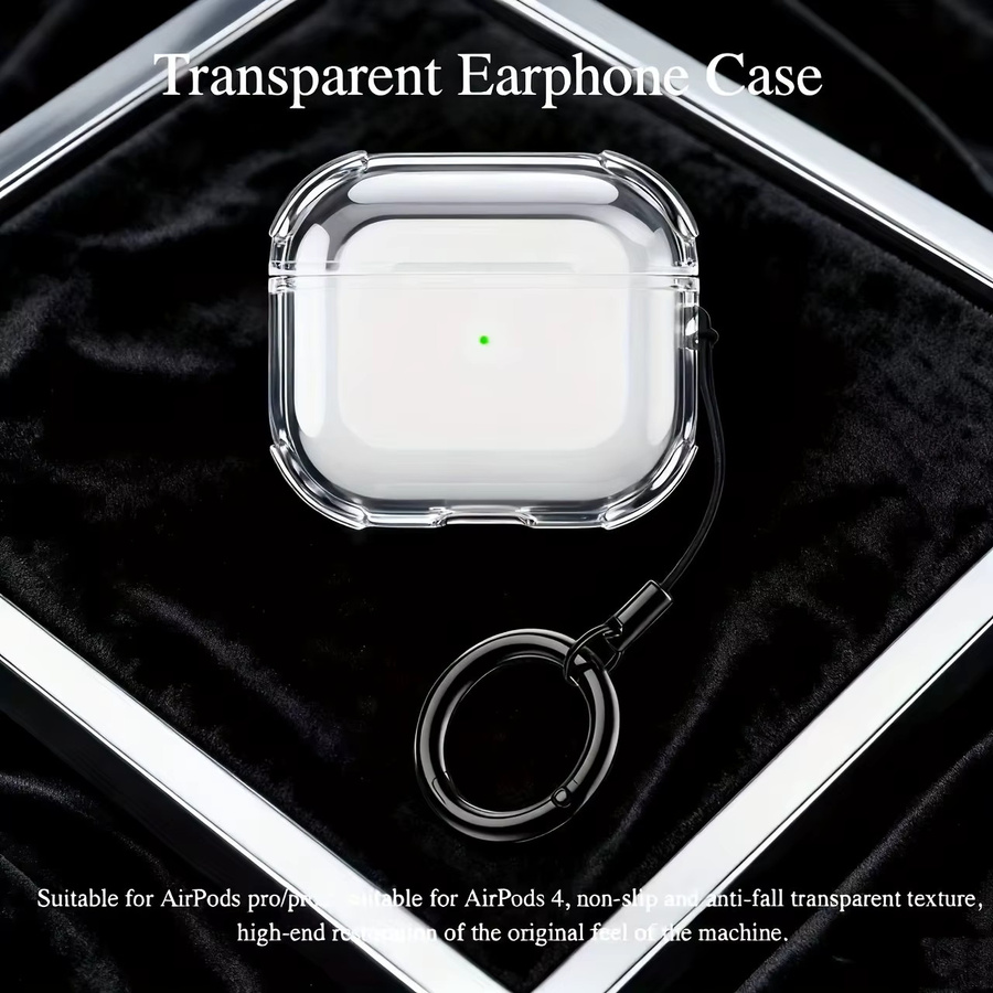 Transparente Schutzhülle für Apple AirPods Pro 3 mit Reinigungsstift und Schlüsselanhänger, Farbe: Transparent/Grün - Bild 3