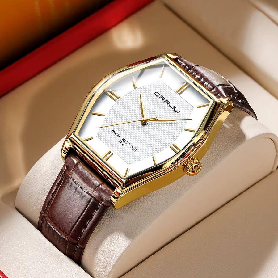 CRRJU Armbanduhr, Quarz, Leder, Bicolor, Herren - Bild 5