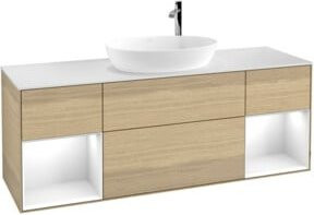 V&B Waschtischunterschrank Finion in Weiß und Eiche, Breite: 160 cm - Bild 1