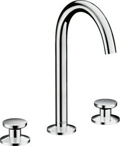 Hansgrohe Axor One 3-Loch-Waschtischarmatur mit zwei Griffen, schwenkbarem Auslauf und Push-Open-Ablauf in Chrom - Bild 1