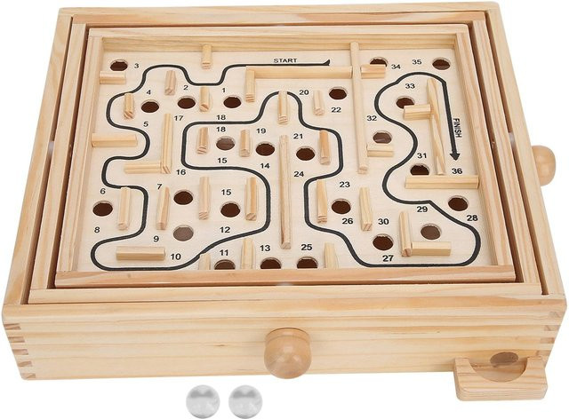 Wosawe Holz Labyrinth Brettspiel, Geschicklichkeit, beige - Bild 1