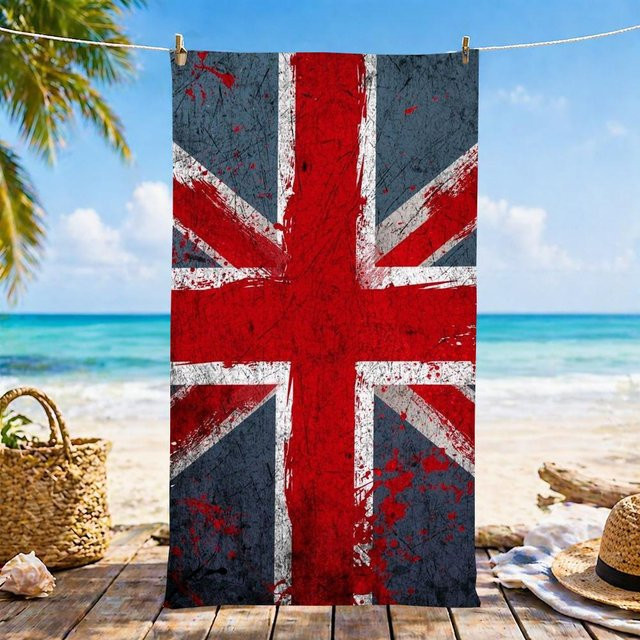 JMG Household Supplies Strandtuch Vintage UK Flagge aus Mikrofaser, schnelltrocknend und sandfrei, Multicolor/Rot, Breite: 60 cm, Höhe: 35 cm - Bild 1