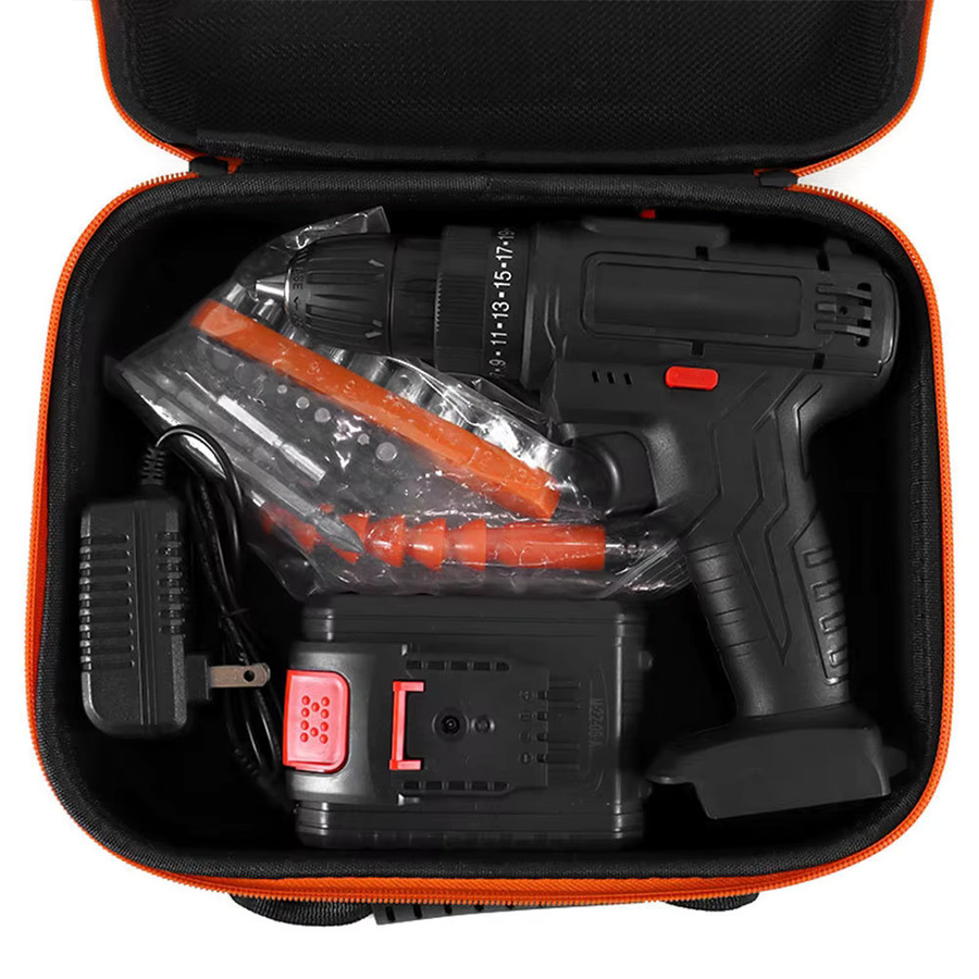 Tragbare Werkzeugtasche aus Oxford-Stoff in Orange und Schwarz mit Griff und Reißverschluss, große Aufbewahrungstasche für Bohrzangen und elektrische Schleifmaschinen, B/T/H: 27,0 x 22,0 x 7,0 cm - Bild 4