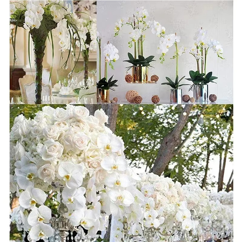 6er Set künstliche Schmetterlingsorchideen in Weiß und Lila, Phalaenopsis-Blumen aus Kunststoff für deine Hochzeits- und Heimdekoration, Höhe: 81,28 cm - Bild 4