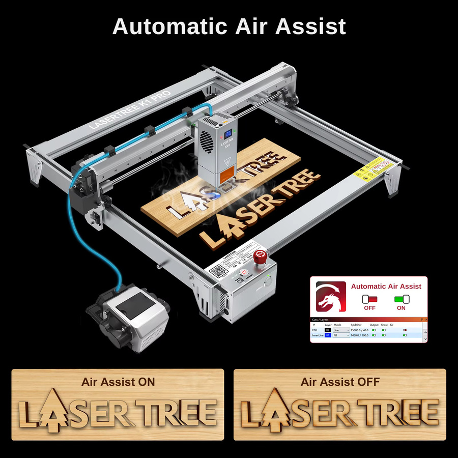 Laser Baum K1 Pro Lasergravurmaschine mit 30W oder 40W Laserkopf und 40 x 40 cm Gravurbereich in Silber - Bild 5