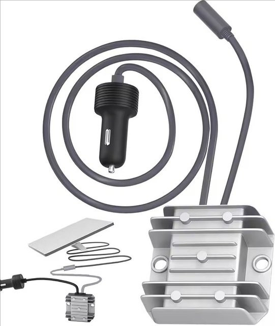 GYVRM 12-V-Netzteil mit Zigarettenanzünder-Stecker und Konverterkabel für 12-24 V auf 30 V, 3,5 A, DC 5,5 x 2,1 mm, Farbe: Silber - Bild 1