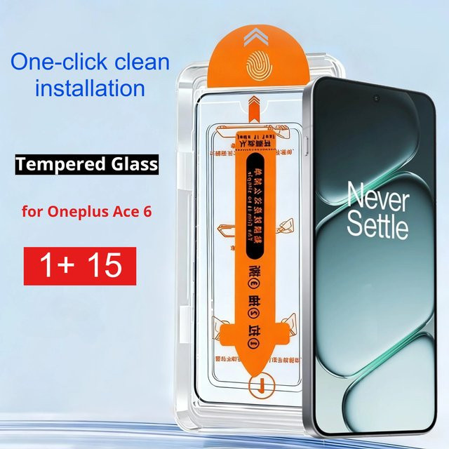2er-Pack OnePlus Panzerglas 9H gehärtet mit One-Click Clean Installation für OnePlus 15 13 12 R T Ace 6 5 Pro Nord 5 4 3 HD Full Cover Schutzfolie transparent - Bild 1