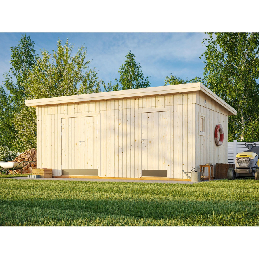 Palmako Elementhaus Kalle Gartenhaus aus Fichtenholz in Braun mit Pultdach B/H/T: 611 x 259 x 387 cm - Bild 2