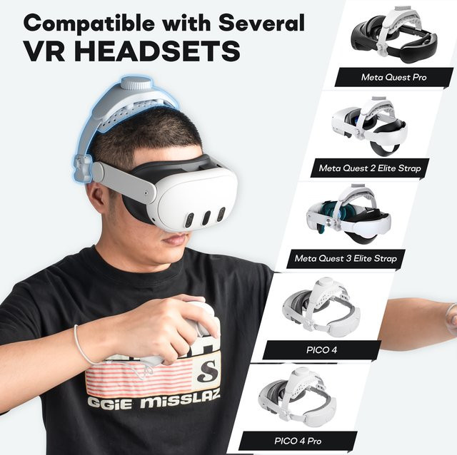 DEVASO Ergonomisches Kopfband in Weiß für Meta Quest 3, 2, Pro sowie Pico 4 und Pico 4 Pro VR-Brillen - Bild 1