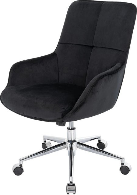 Proregal Bürostuhl aus Samt in Schwarz mit Armlehnen, höhenverstellbar und drehbar, H x B x T: 98 x 64 x 64 cm - Bild 1