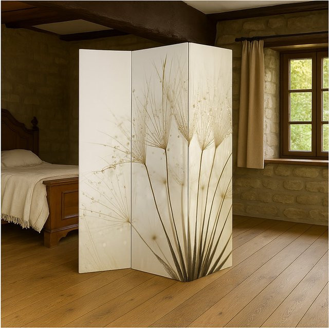 HTI-Living Paravent mit Naturmotiv Pusteblume in Weiß - Bild 1