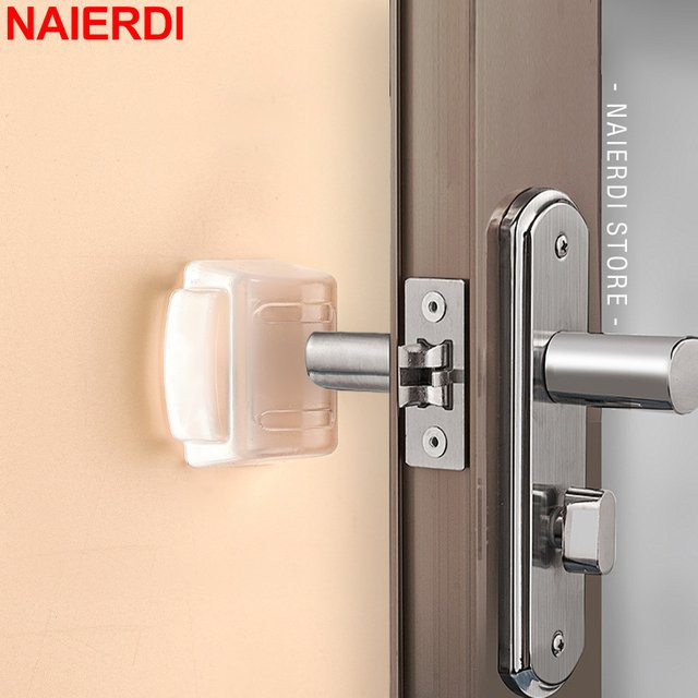 NAIERDI Türstopper aus transparentem Kunststoff, selbstklebender Wandschutz und Antikollisions-Türhalter als Türbeschlag - Bild 1