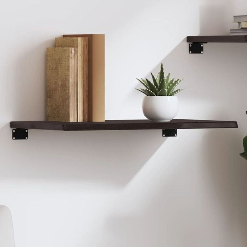vidaxl Wandregal aus Massivholz Eiche in Braun im Landhausstil B/H/T: 60 x 20 x 2 cm - Bild 1