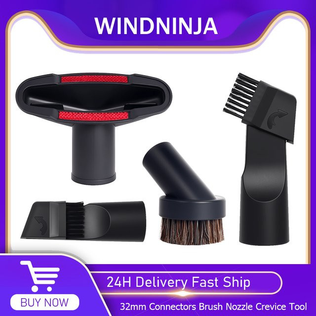 WINDNINJA Universal Staubpinsel Düse für Staubsauger in Schwarz mit 32 mm Innendurchmesser - Bild 1