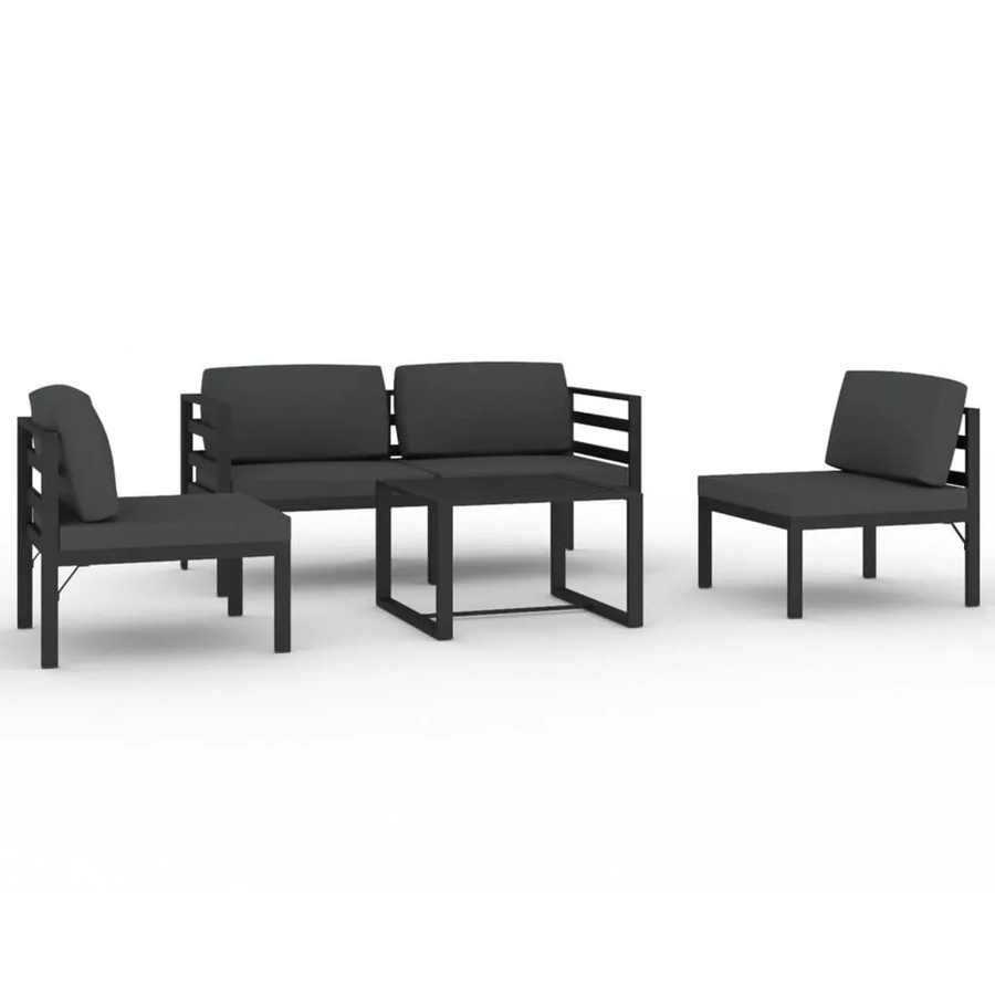 vidaXL 5-tlg Garten-Lounge-Set Modell 4 aus Aluminium in Anthrazit mit Polsterkissen in U-Form - Bild 2