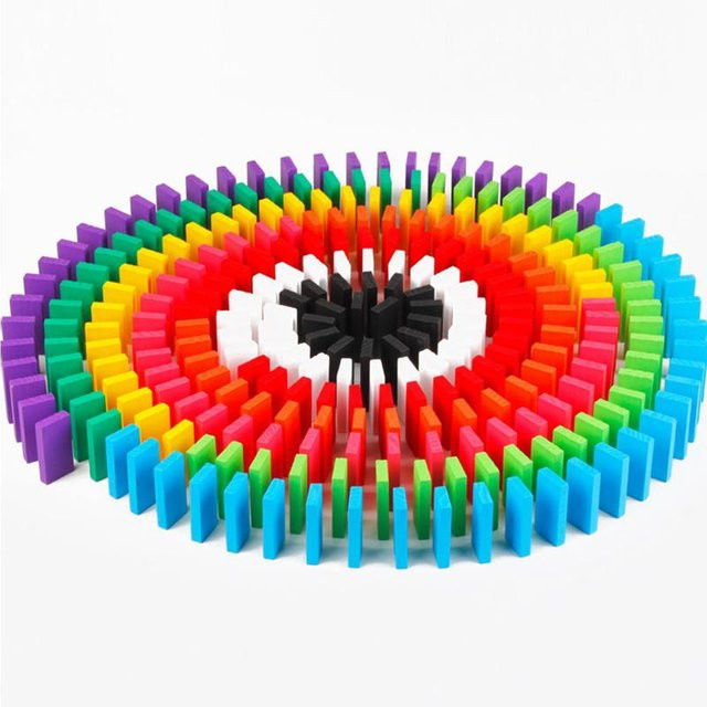 Wucifang Jewelry Regenbogen Holz Domino Steine, 120-teiliges Set, ab 6 Jahren - Bild 1