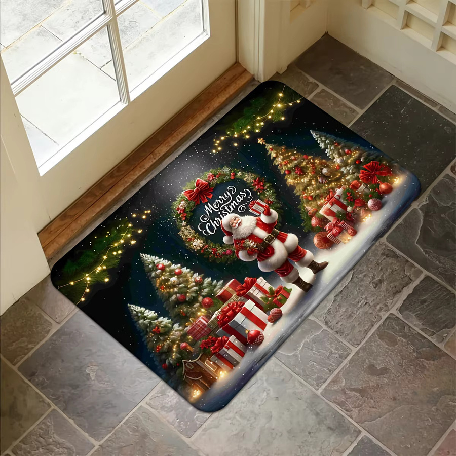 VIKAMA Weihnachtsmann Teppich als weiche Bodenmatte für Wohnzimmer, Schlafzimmer und Flur, mehrfarbig, rechteckig - Bild 5