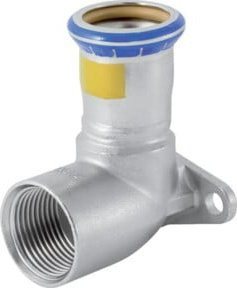 Geberit Gas-Anschlusswinkel Mapress 90G aus Edelstahl in Silber, 15mm x Rp 1/2, Länge: 43mm - Bild 1