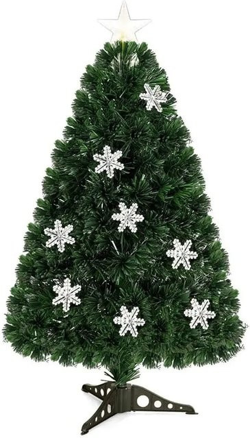 Costway Weihnachtsbaum mit Glasfaser-Farbwechsler und Sternspitze, grün, Höhe: 90 cm - Bild 1
