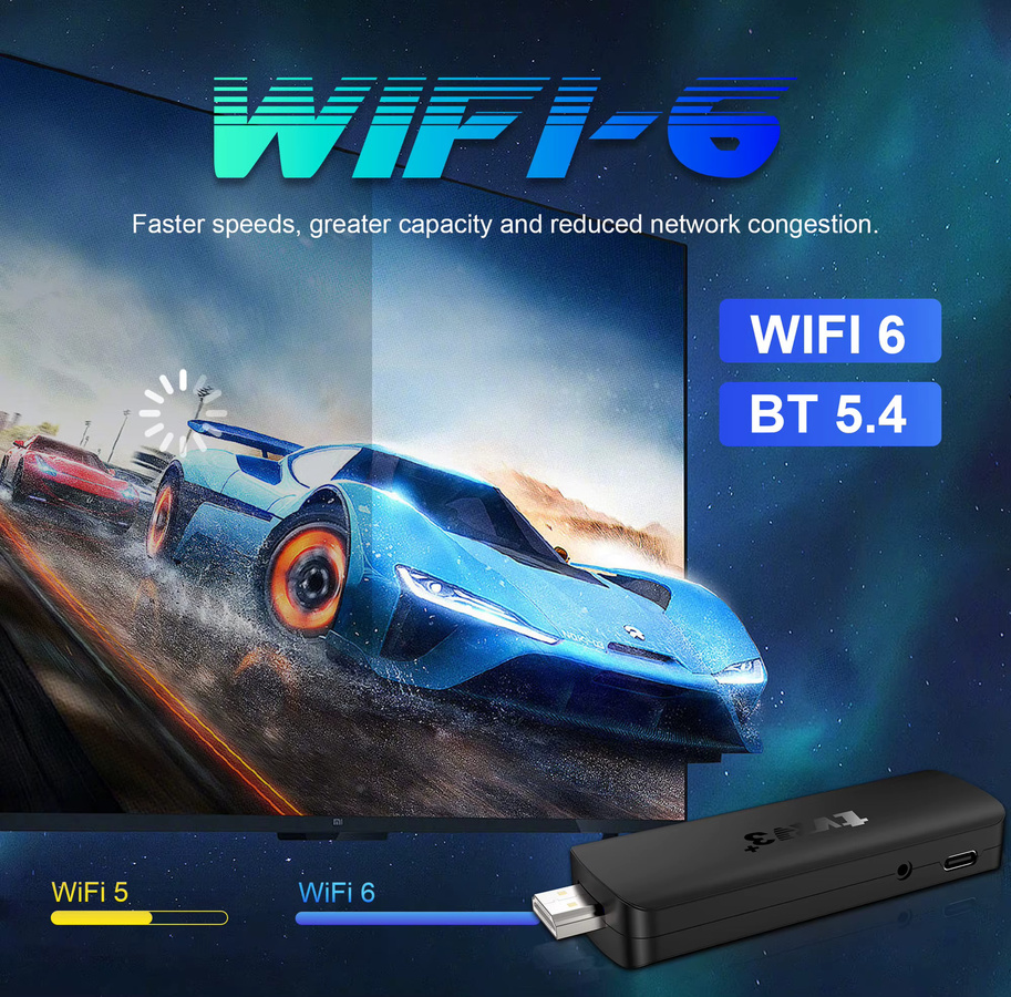 Janmifly Smart TV Stick TVR3+ Android 14 TV-Box mit 2 GB RAM und 16 GB ROM in Schwarz mit Wifi6, Bluetooth 5.4 und Sprachfernbedienung - Bild 3