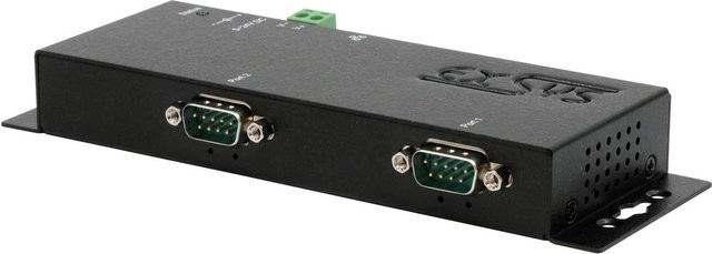 EXSYS Ethernet zu 2 x RS-232/422/485 Konverter mit PoE und 12V/3A Netzteil, Schwarz (EX-6122-2POE) - Bild 1