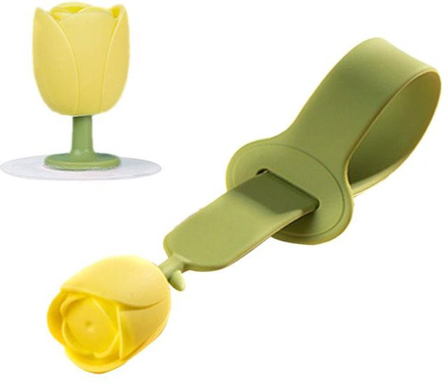 CosyHome WC-Deckelheber Tulpe aus Silikon in Grün mit Saugnapf zur hygienischen Berührungslosigkeit - Bild 1