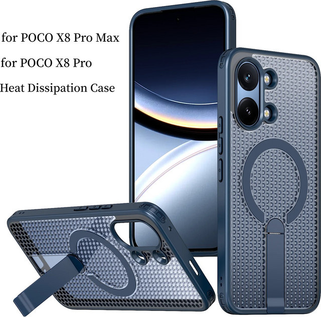 Stoßfeste Xiaomi POCO X8 Pro Max X8 Pro Schutzhülle mit Wärmeableitung und magnetischer Halterung in Pink - Bild 1