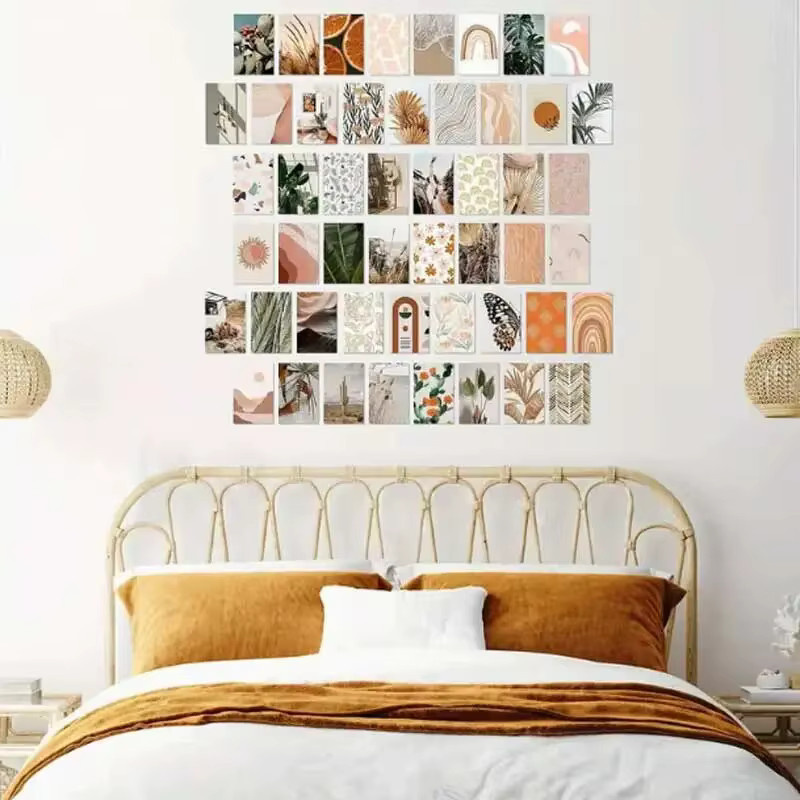 50 Stück Botanische Wandcollage im Boho-Stil, Ästhetische Fotogalerie mit floralen Motiven, Selbstklebende Wandbilder in Mehrfarbig - Bild 3