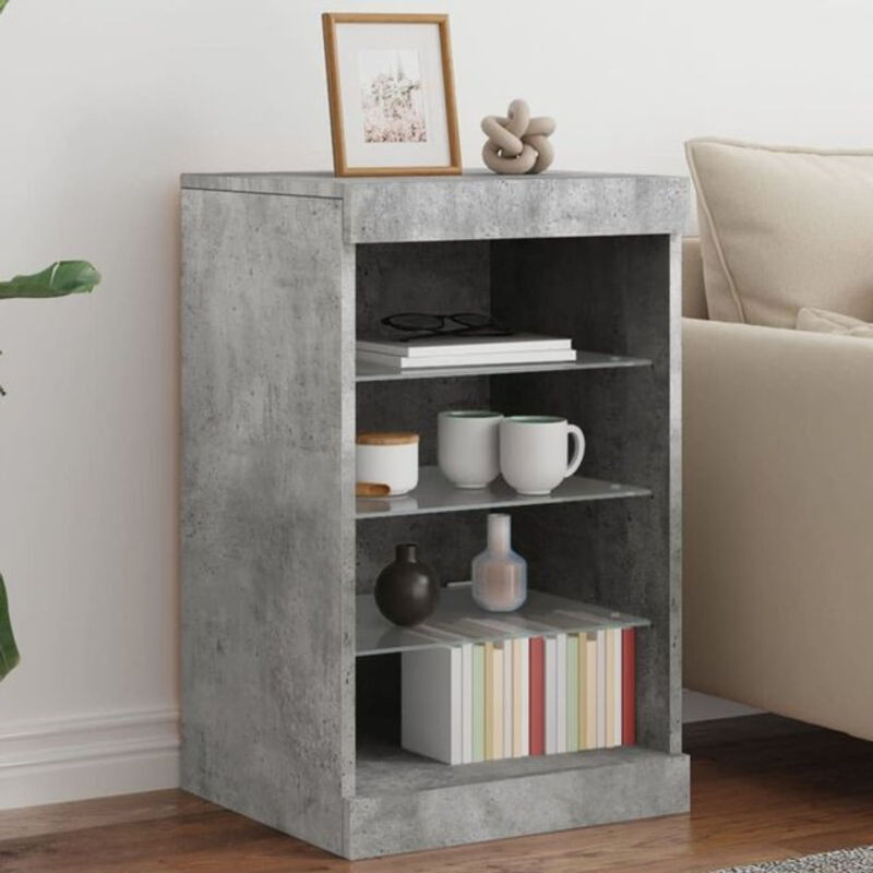 Modernes Sideboard mit LED-Leuchten von Vidaxl in Betongrau, B/T/H: 41 x 37 x 67 cm - Bild 1