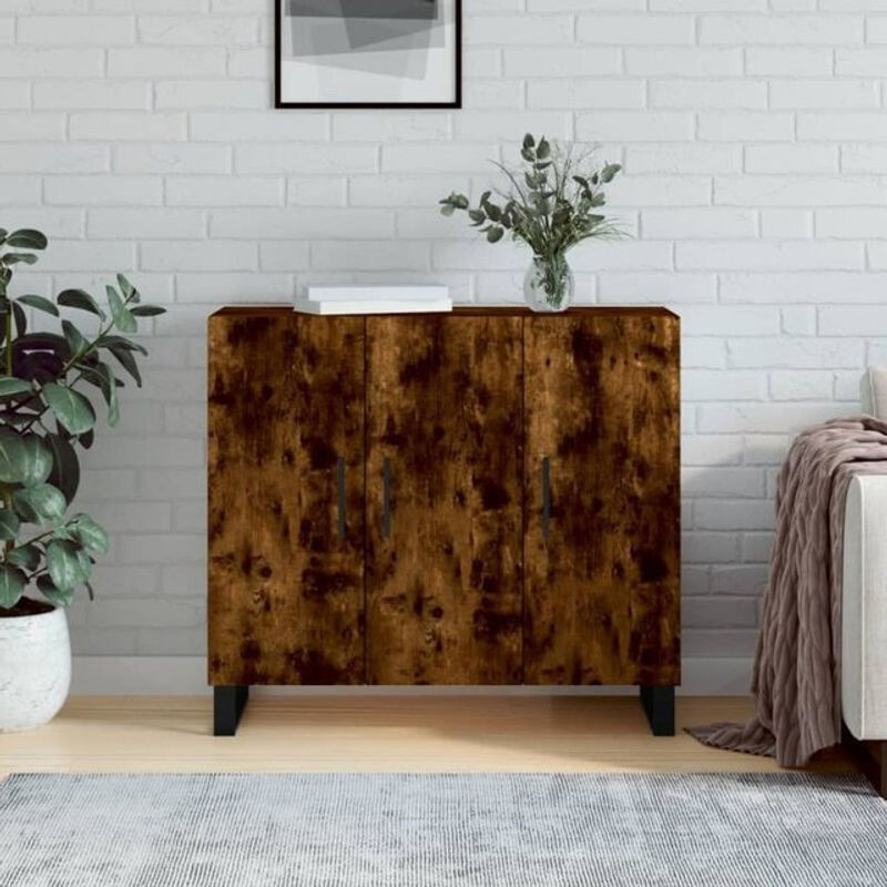 Vidaxl Sideboard Modern in Braun aus Holzwerkstoff und Metall, B/T/H: 90 x 34 x 80 cm - Bild 1