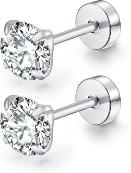 Rui Di Tragus Ohrstecker Edelstahl, Zirkonia, Weiß, Unisex, 5mm - Bild 1