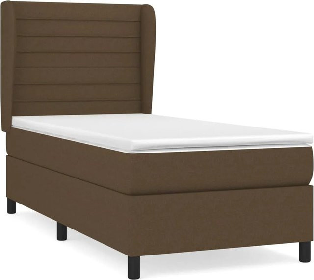 vidaXL Boxspringbett mit Matratze Dunkelbraun Hybrid-Design mit Taschenfederkern B/T/H: 100 x 200 x 128 cm - Bild 1