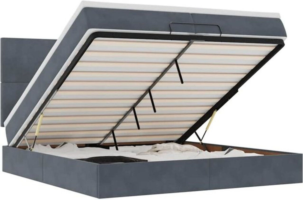 Vidaxl Ottoman Polsterbett mit Matratze aus Samt in Dunkelgrau B/T/H: 200 x 200 x 128 cm - Bild 1