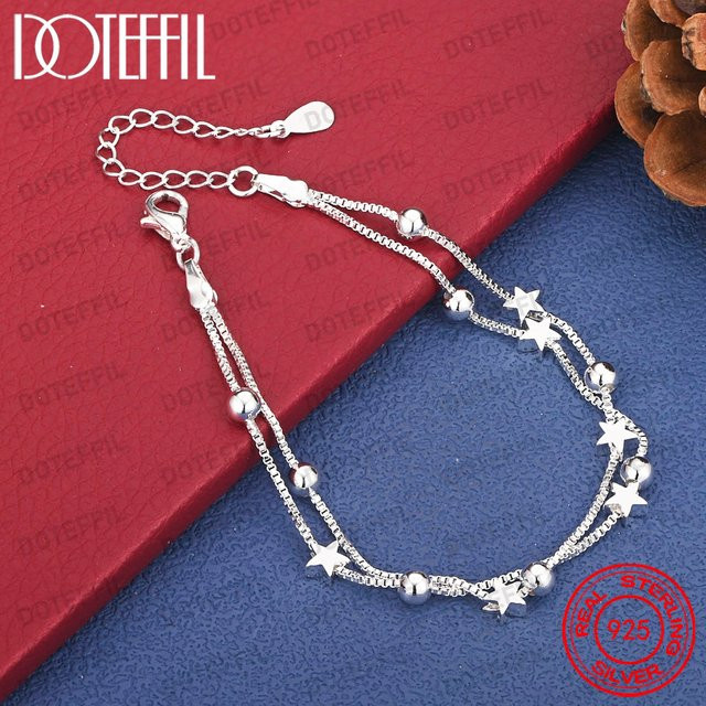DOTEFFIL Armband, 925 Sterling Silber, doppelschichtig, Stern, Damen - Bild 1