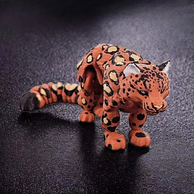 Bewegliches Schneeleoparden-Modell von Jiahomily in Weiß, 3D-gedruckte Wildtier-Figur zur Dekoration - Bild 4