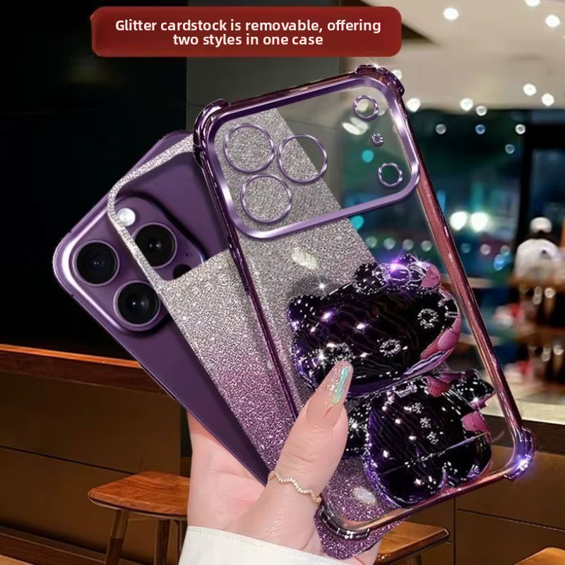 Luxuriöse Hello Kitty Handyhülle mit Glitzer-Spiegel und Eckenschutz für dein iPhone 17 Pro Max, 16, 15, 14, 13 Plus in Lila - Bild 3