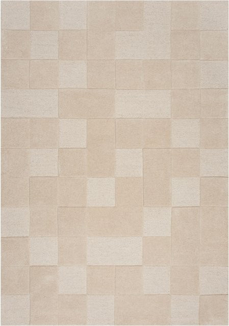 Wollteppich Kadima Design in Natur und Beige mit Schachbrettmuster und High-Low-Effekt, B: 160 cm, T: 230 cm - Bild 1