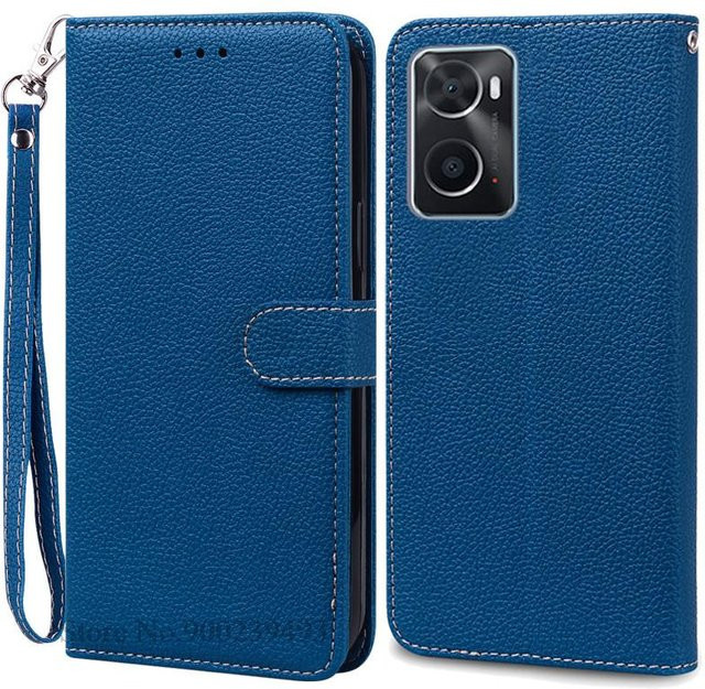 Leder Brieftasche Flip Case für OPPO A96 A36 A76 4G in Blau - Bild 1