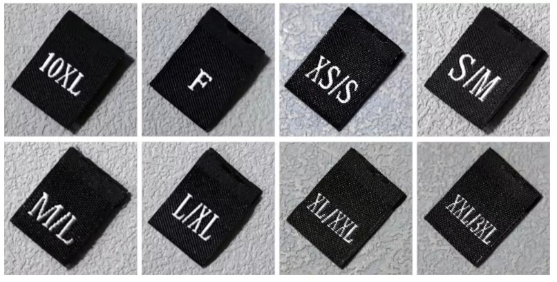 200 Stück gewebte Polyester-Kleidungsetiketten in Schwarz mit verschiedenen Größen von XXS bis XXL, Modell lb-035 - Bild 2