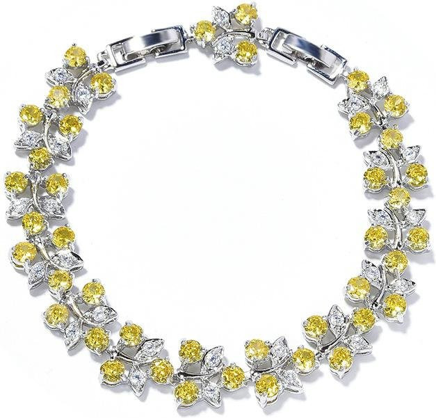 YIRAN Blumenarmband, Kupfer, Zirkonia, grau, Damen - Bild 1