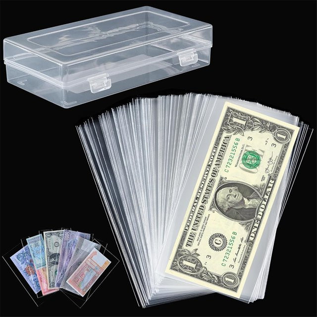 100 Stück transparente Geldschein-Sammelhüllen aus Kunststoff für Banknoten-Alben mit 3 Slots - Bild 1