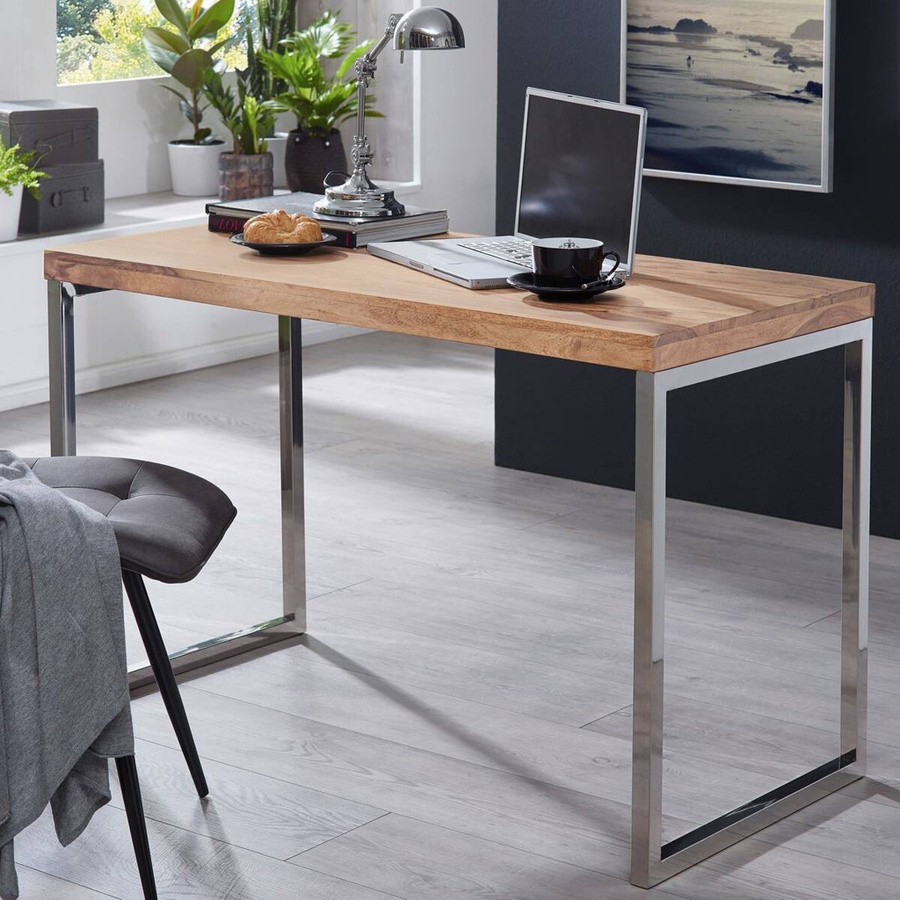 Wohnling Schreibtisch aus Massivholz in Braun und Beige, B/T/H: 120 x 60 x 76 cm - Bild 2