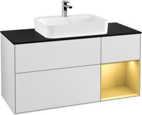 V&B Waschtischunterschrank Finion mit Wandbeleuchtung, Farbe Weiß lackiert, Breite: 120 cm, Tiefe: 50,1 cm, Höhe: 50,1 cm - Bild 1