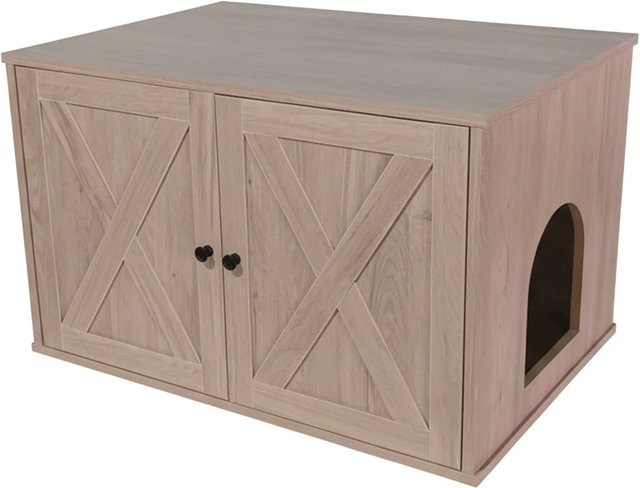 Relaxdays Katzenschrank aus MDF in Hellgrau mit Trennwand, B/T/H: 50 x 80 x 53 cm - Bild 1