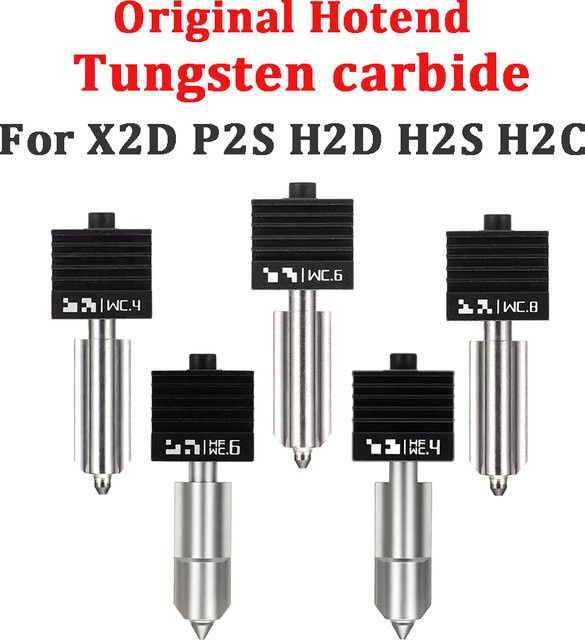Original Wolframkarbid-Hotend für Bambu Lab X2D H2C P2S H2S H2D und A1/A1 mini in Silber mit 0,4mm, 0,6mm oder 0,8mm Düsen - Bild 1
