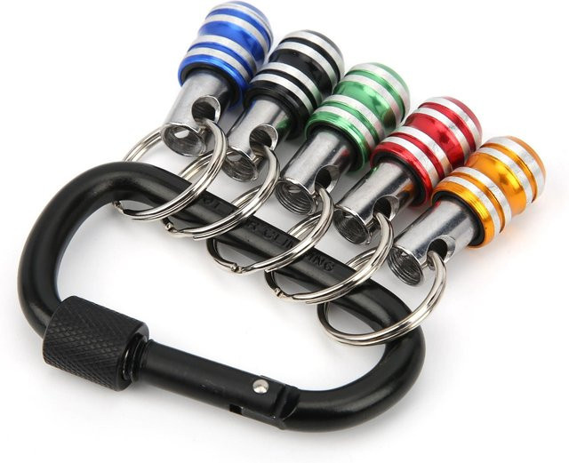 5 Stück Schlüsselanhänger Bit Halter aus Aluminiumlegierung mit Schnellverschluss für 1/4 Zoll Bits, Multicolour, Marke TOMTOP - Bild 1