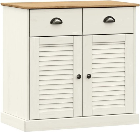 vidaXL Sideboard VIGO aus Massivholz Kiefer in Weiß, B/T/H: 78 x 40 x 75 cm