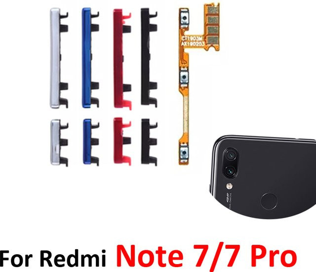 Xiaomi Redmi Note 7 Pro Ersatzteil-Set mit Ein/Aus- und Lautstärketasten sowie internem Flexkabel in Rot und Multicolour - Bild 1